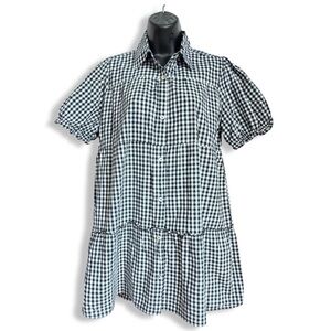 INDULGE Women's Black and White Gingham Tiered Tunic